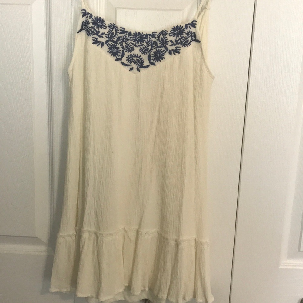 En Creme Embroidered Swing Dress